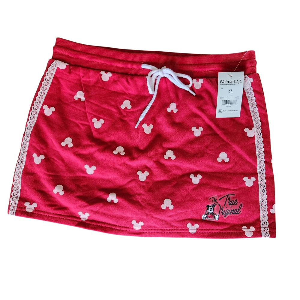 Disney Mickey Mouse Red Lace Trim Mini Skirt True Original XS 0-2
